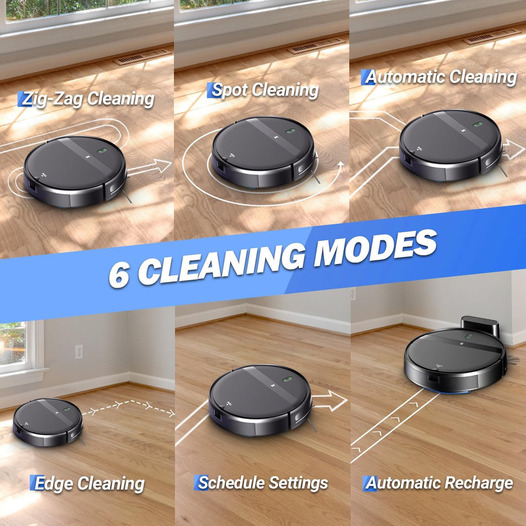 Kilgone Ultra-Slim 2.8in Robot Vacuum & Mop, Quiet 65dB, No-Tangle, Smart 3D Obstacle Avoidance, 2H Runtime for Pet Hair, Hard Floor & Low-Pile Carpet, App/Alexa