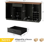 78.74" Large Coffee Bar Cabinet with Fridge Space, Mini Fridge Cabinet with Storage, Liquor Cabinet with Wine Rack Glass Holder Power Outlets for Living Room, Kitchen, Black KTSR003B