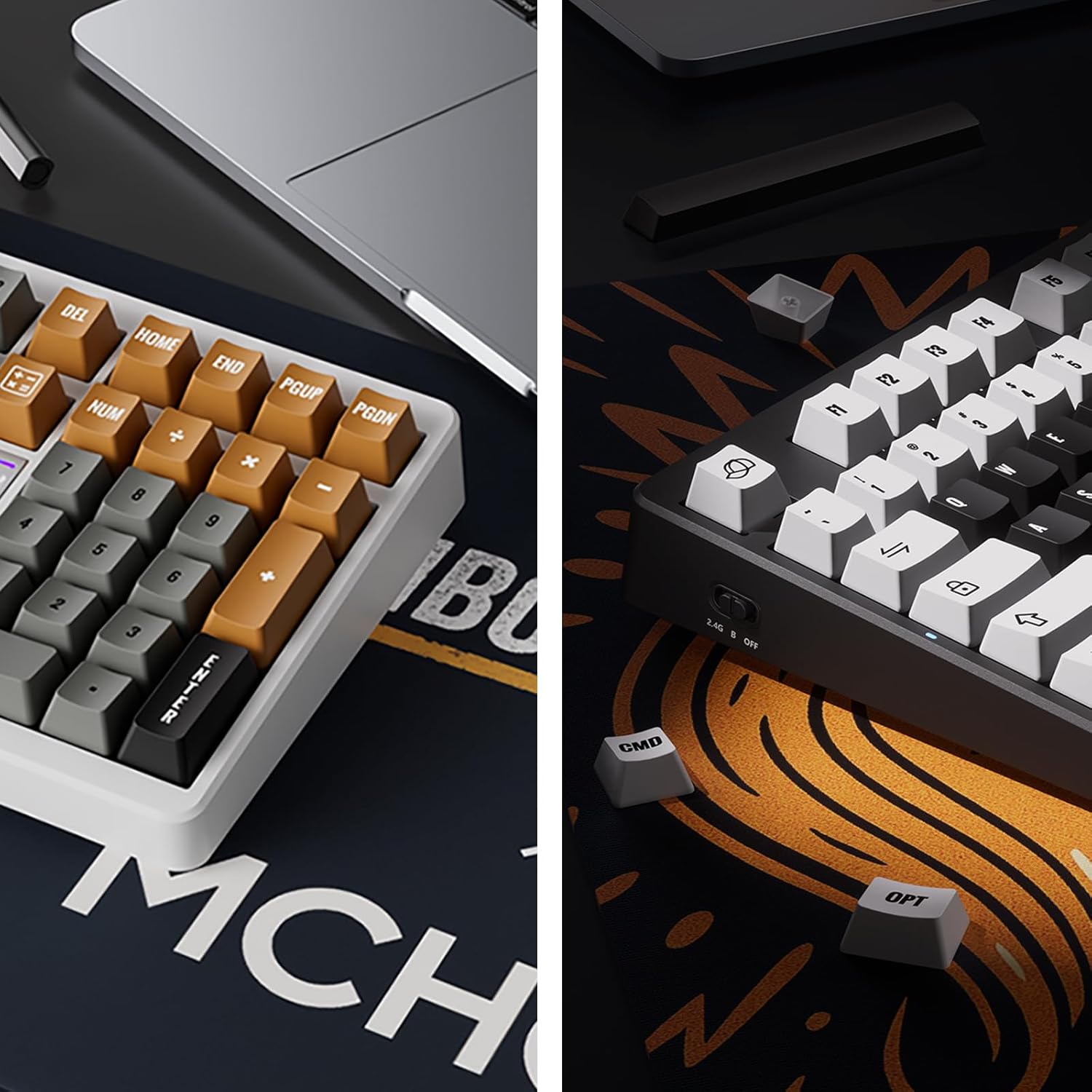 MCHOSE UT98 Wireless Mechanical Keyboard Compact Gaming Keyboard with Knob Tri-Mode Connection Hot Swappable Custom Creamy Keyboard Gasket Structure Pre-lubed Linear Switches RGB Classic ICY