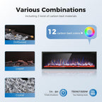 MAISON ARTS 72" Electric Fireplace, Recessed & Wall Mounted Electric Fireplace Heater, Ultra Narrow Frame Fireplace Insert w/Remote Control, Timer, Adjustable Flame Colors, Log/Crystal, 750/1500W