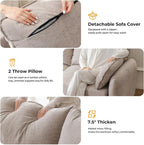 86'' Sectional Couches, L Shaped Couch with Movable Chaise Lounge,Comfy 3 Seats Sofa with Thick Cushion,Wood Legs,2 Throw Pillows,Sectional for Living Room,Bedroom,Apartment,Chenille,Khaki