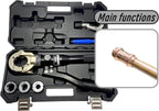 VOIDX Hydraulic Crimping Tool Propress Crimper for Copper Pipe Fittings with 1/2 3/4 1 Inch Jaws Works in Narrow Spaces and on Straight Bend Fittings Includes Carrying Case
