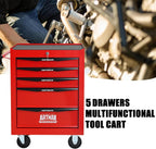 5 Drawers Rolling Tool Box on Wheels, Multifunctional Tool Cart, Drawers Rolling Trolley Organizer Tool Storage Chest for Warehouse,Garage,Workshop,Repair Shop (5 Drawers-30.5"H)