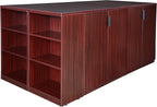 Regency Legacy Stand Up 2 Storage Cabinet/ 2 Desk Quad with Bookcase End- Mahogany