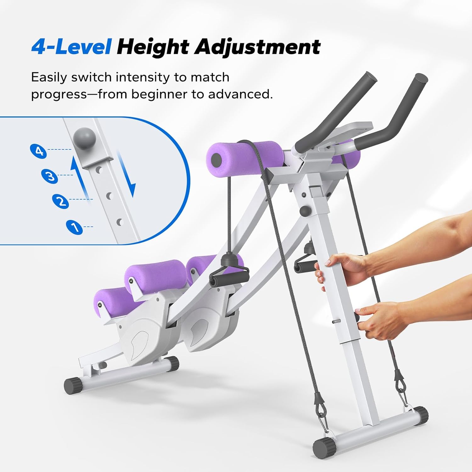 MERACH Ab Machine, Adjustable Ab Trainer Machine, AB Workout Equipment for Home Gym, Independent Dual Tracks for Mountain Climber, Foldable for Home Exercise, Load Capacity 440 LBS