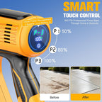 Car Cleaning Tools, 600W, Brushless Motor, 6-in-1 Nozzle & Foam Cannon for Car, Patio, Fence (Yellow)