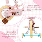 Glaf Kids Toddler Bike 12 14 16 20 Inch Girls Bike with Training Wheels Age 2-12 Years Old Toddler Girls Bike with Basket and Doll Seat Adjustable Seat
