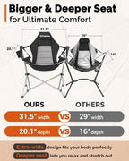 KingCamp Hammock Camping Chair, Swinging Portable Camp Chairs for Adults, 400lbs Heavy Duty Oversized Folding Rocking Chair with Adjustable Recline, Aluminum Alloy Frame for Outdoor Patio Beach Sport