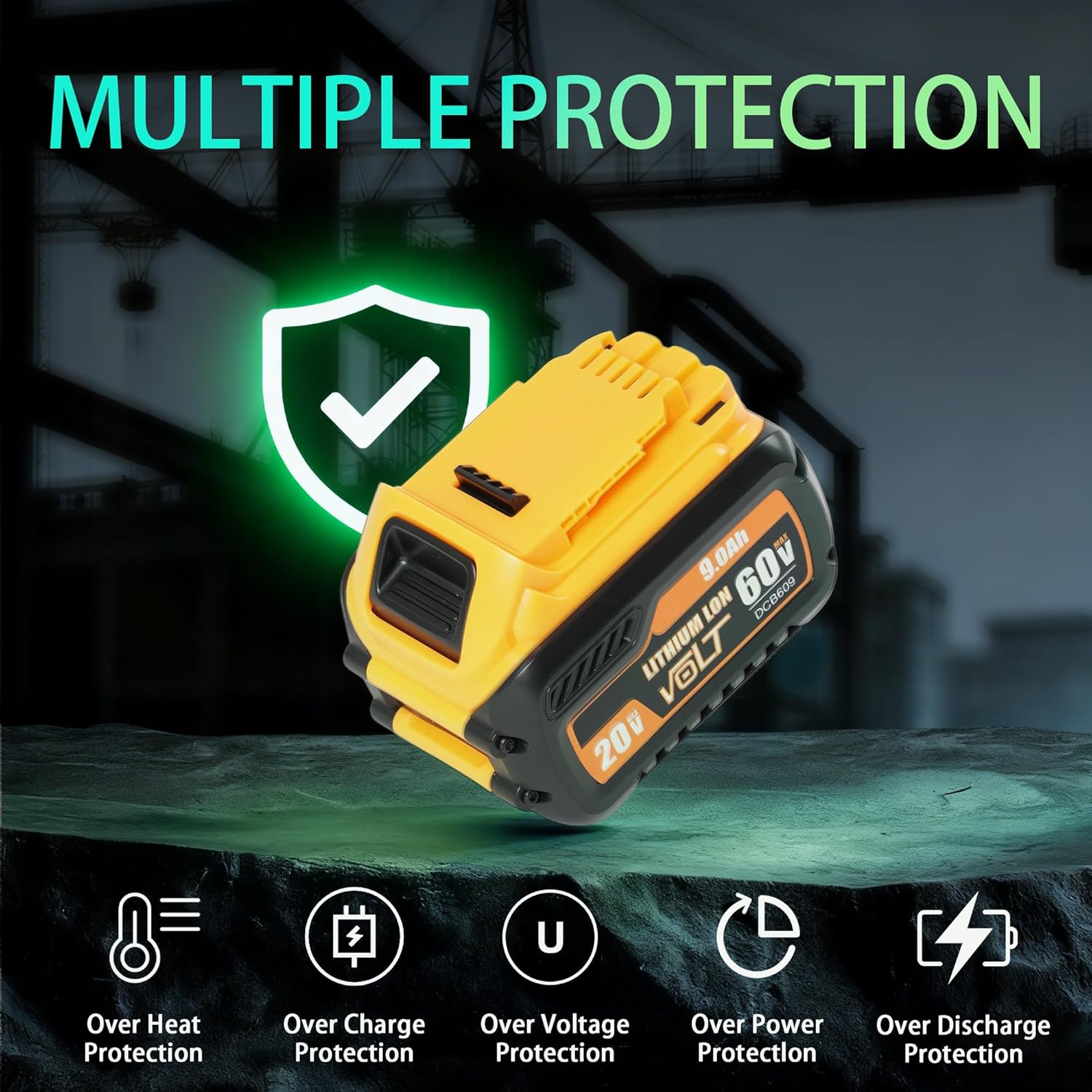 9Ah DCB609 Battery Replacement for Dewalt Flexvolt 20V/60V Max Lithium Ion Batteries