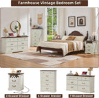 Farmhouse 7 Drawer Dresser for Bedroom,54" Wide Wood Rustic Chest of Drawers,Farmhouse Chest of Drawers for Bedroom,Wood Drawer Organizer for Living Room, Hallway,Bedroom,White