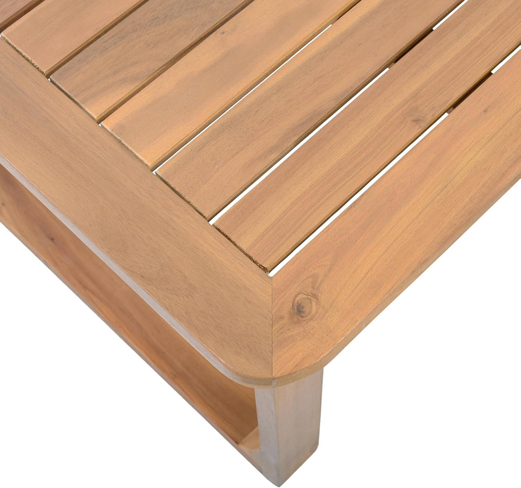 Christopher Knight Home Lebat Patio Acacia Wood Coffee Table, Solid Wood Outdoor Table for Patio Furniture Set, Slat Panel Rectangular Top, Light Teak