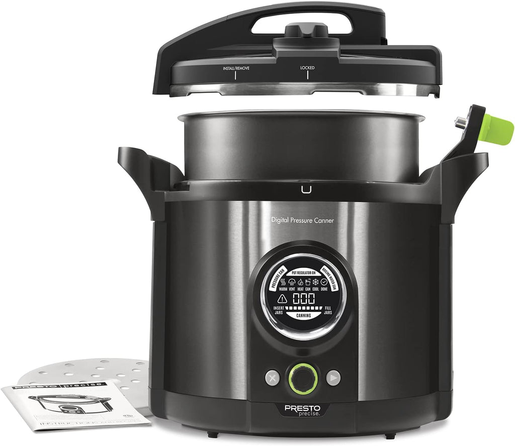 Presto 02144 12-Quart Digital Pressure Canner - Digital Display, Waterbath Capable, 10-Built-In Safety Features, Recipe Book, Black Stainless Steel