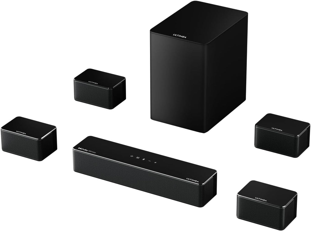ULTIMEA 7.1CH Surround Sound System for TV  Soundbar with Dolby Atmos  6.5" Wireless Subwoofer  APP Control  4 Wired Surround Speakers  Peak Power 460W Soundbar for TV  Poseidon D80 (New 2025 Model)