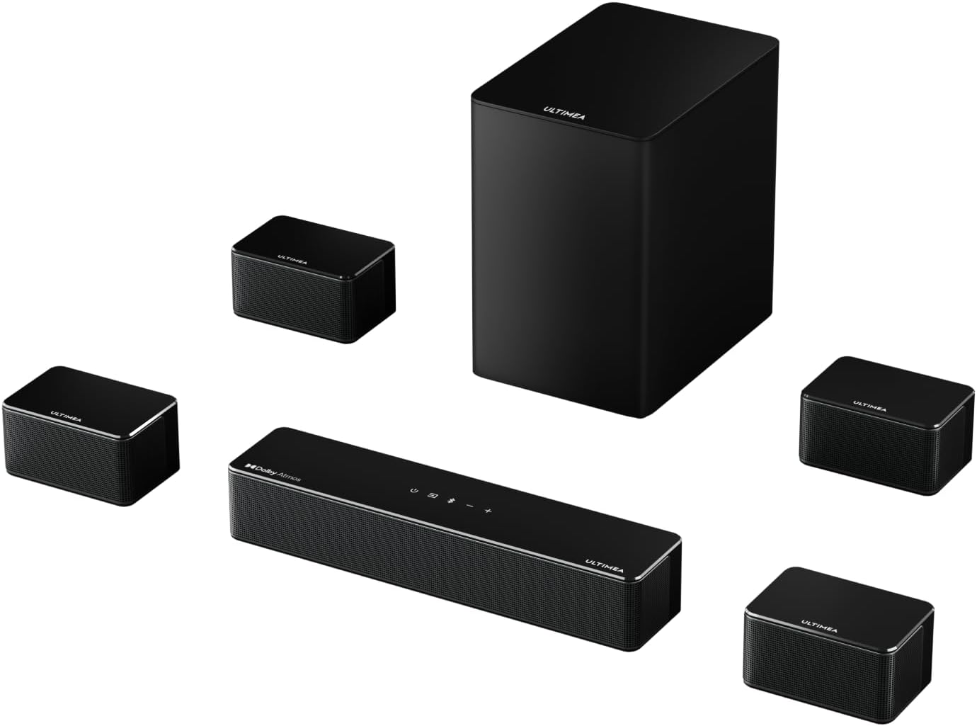 ULTIMEA 7.1CH Surround Sound System for TV  Soundbar with Dolby Atmos  6.5" Wireless Subwoofer  APP Control  4 Wired Surround Speakers  Peak Power 460W Soundbar for TV  Poseidon D80 (New 2025 Model)