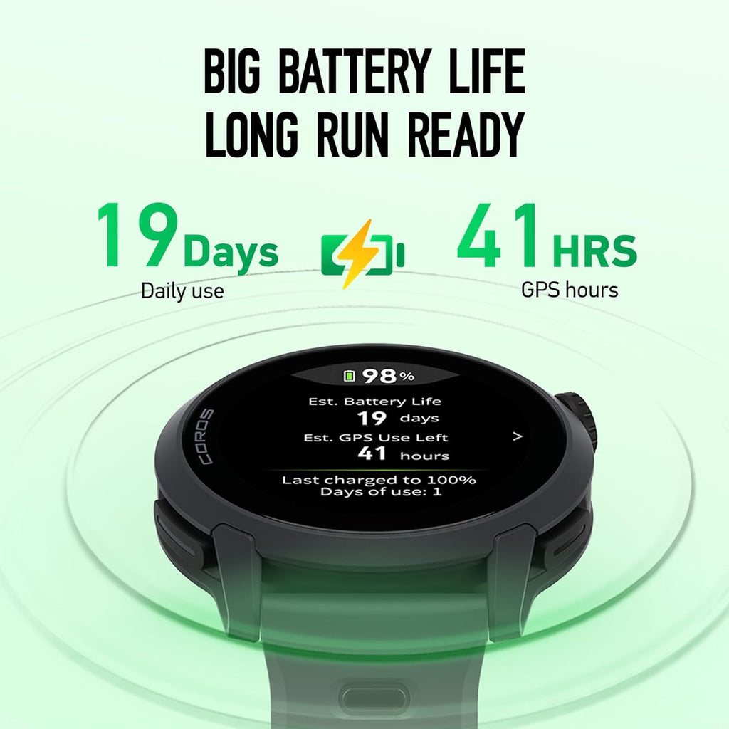 COROS PACE 4 Ultralight Sport GPS Watch  1.2" AMOLED Touchscreen 19 days of daily use  Voice Features  Advanced Training Tools  GPS  Heart Rate Monitor  Navigation  Run  Bike  and Ski - Black Silicone