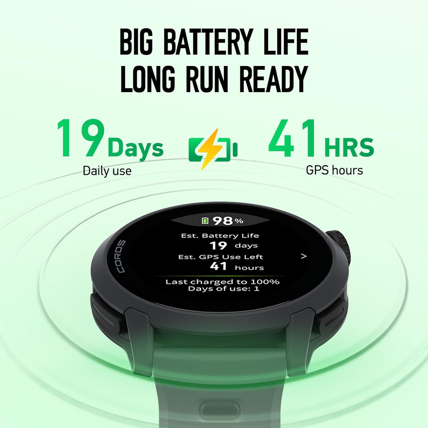 COROS PACE 4 Ultralight Sport GPS Watch  1.2" AMOLED Touchscreen 19 days of daily use  Voice Features  Advanced Training Tools  GPS  Heart Rate Monitor  Navigation  Run  Bike  and Ski - Black Silicone