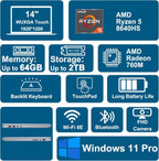 Dell Inspiron 14 7445 2-in-1 Laptop 14" WUXGA Comfortview Touch AMD 6-core Ryzen 5 8640HS (>i7-1355U) 16GB DDR5 512GB SSD Backlit for Designer Business Professional Work Win11Pro Copilot AI