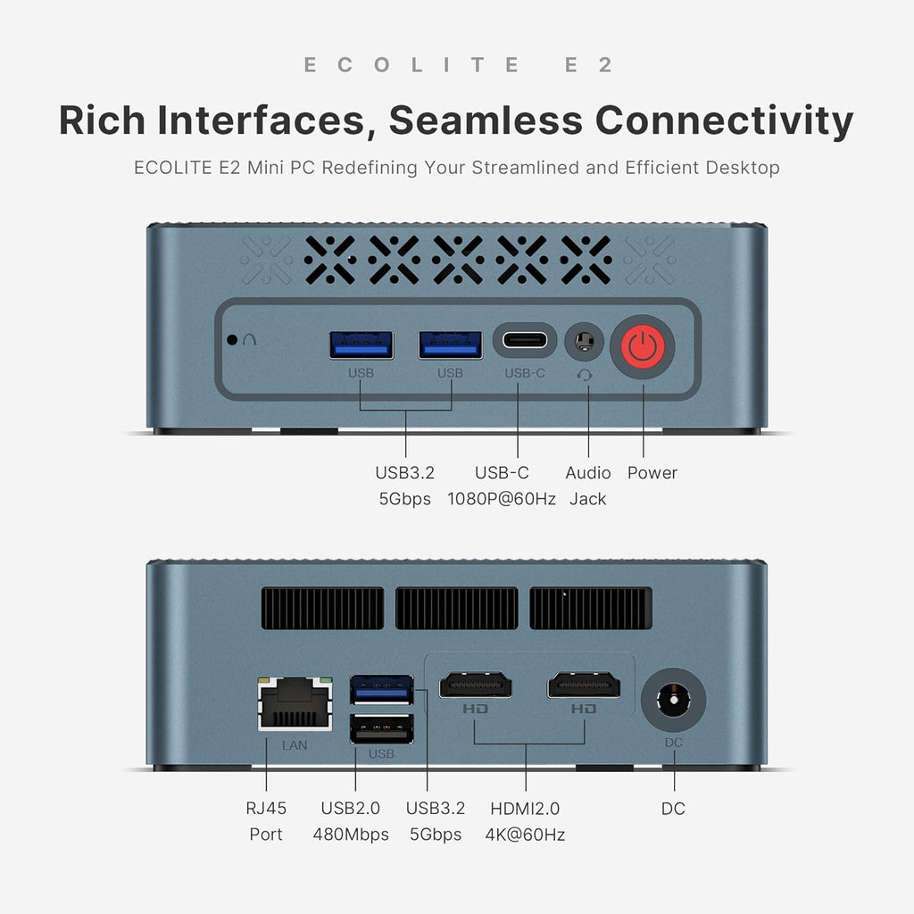 BOSGAME E2 Mini PC Ryzen 5 3550H(Max 3.7GHz) DDR4 Mini Computers  16GB RAM 512GB NVMe SSD  Dual HDMI  4 USB Ports  1 RJ45 Ethernet Ports  Wi-Fi 5  BT5.0