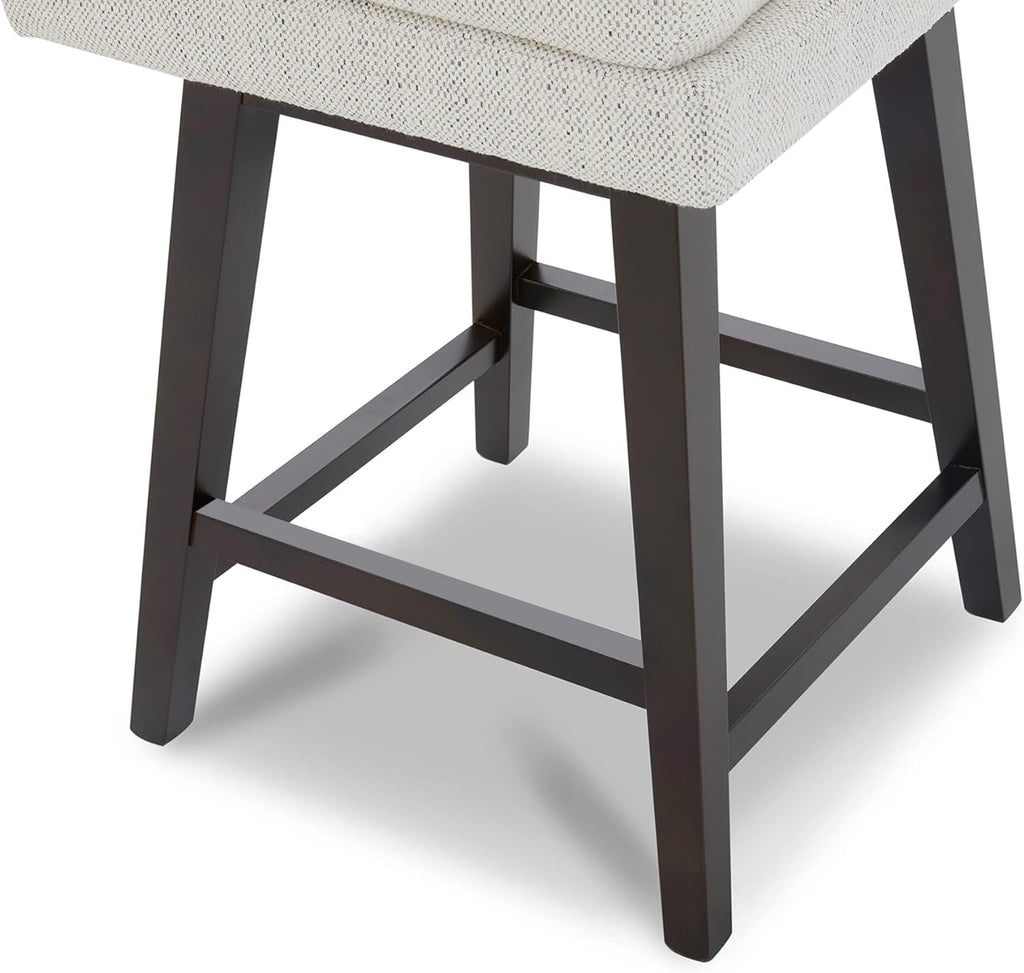 CHITA Bar Stools Set of 2, Counter Height Swivel Barstools, FSC Certified Morden Upholstered Fabric Counter Chairs with Back Support, 26.8" H Seat Height, Fabric in Ivory