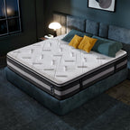 Queen Mattress Medium Soft - 14 Inch Hybrid Mattress with Memory Foam Strong Edge Support 120-night Trial
