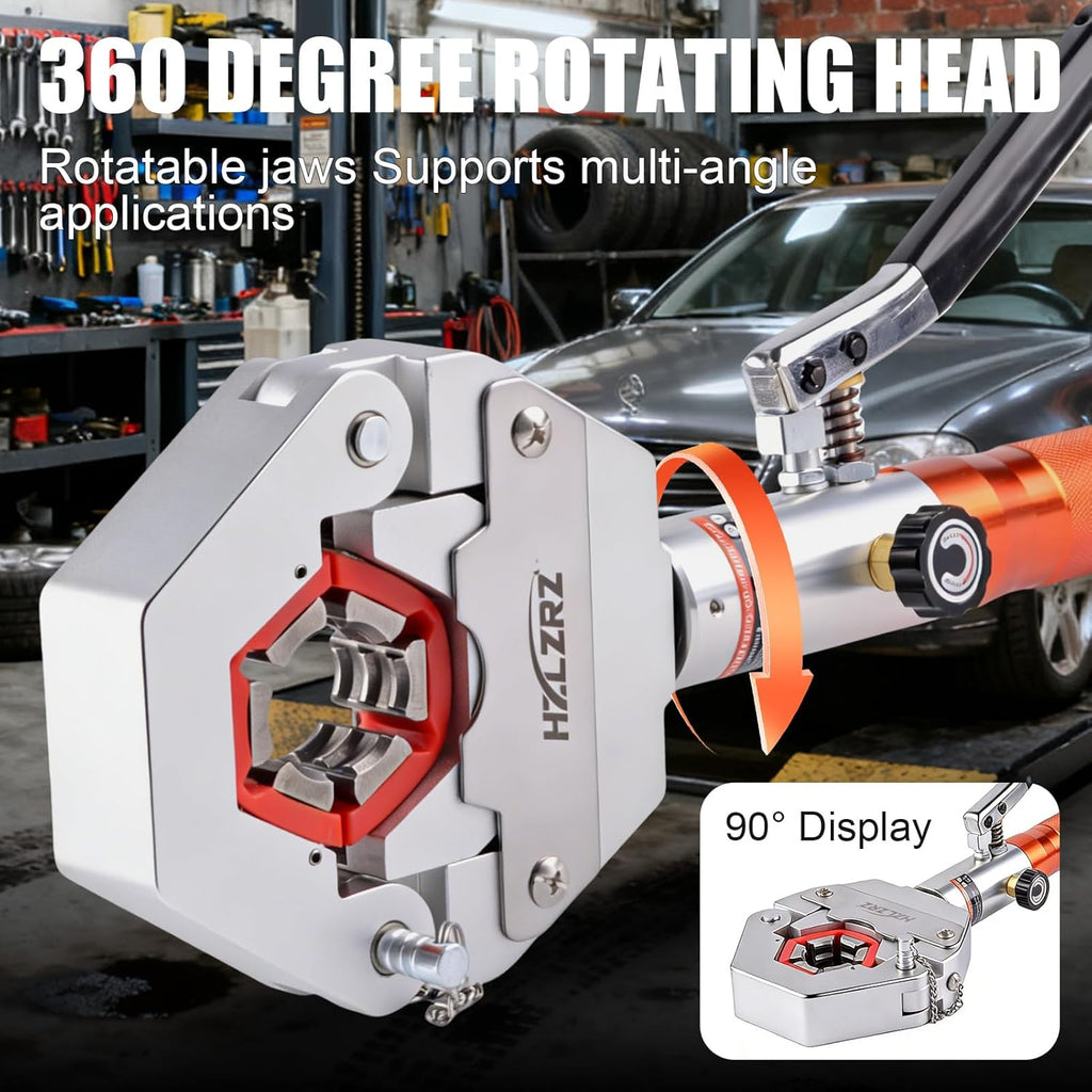 HZLZRZ Hydraulic AC Hose Crimper Kit - Manual A/C Hose Crimping Tool for BH Air Conditioner Hose & Beadlock Fittings, Includes 7 Dies for AC Repairs and Automotive HVAC (RZ-7842)