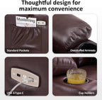 MCombo Large Dual Motor Power Lift Recliner Chair for Elderly, Massage and Heat, Lay Flat, Zero Gravity, Home Button, USB Port, Faux Leather 7680 (Dark Brown, Large)
