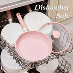 CAROTE Ceramic Cookware Set Nonstick, 15pcs Pots and Pans Set Non stick, Non Toxic Cookware,Dishwasher,RV/Camping Cookware Set, Pan and Pot with Kitchen Utensils, Pink
