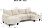 Txtin's U Shaped Sectional Couches for Living Room, 111 Inch Modular Sofa with Double Chaise, Large Lounge Couch for Apartment, Warm White