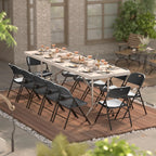 Nazhura 350 Weight Limit Heavy Duty Plastic Folding Chair with Reinfoced Steel Frame for Indoor and Outdoor, Wedding, Party, Restaurant, Meeting Room, Patio and Garden (8, Black)