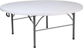 Flash Furniture Kathryn 5.89-Foot Round Bi-Fold Granite White Plastic Banquet and Event Folding Table with Carrying Handle