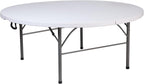 Flash Furniture Kathryn 5.89-Foot Round Bi-Fold Granite White Plastic Banquet and Event Folding Table with Carrying Handle