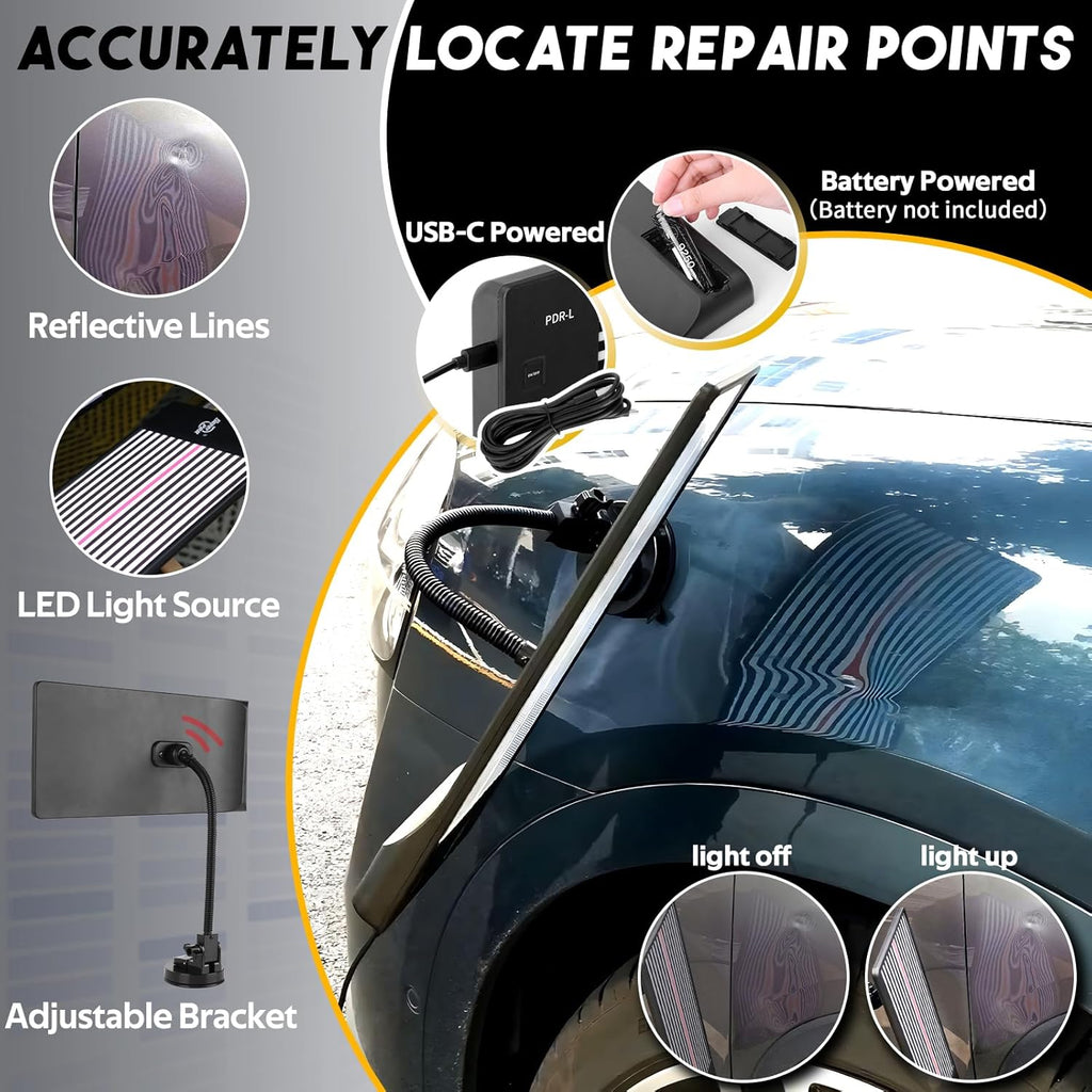 Super PDR Paintless Dent Repair Kit, Dent Puller Kit, Car Dent Removal Tools with Dent Lifter, Bridge Puller, Slide Hammer 2 in 1 T-Type Slide Hammer for Repair Door Ding, Creases and Hail Damage