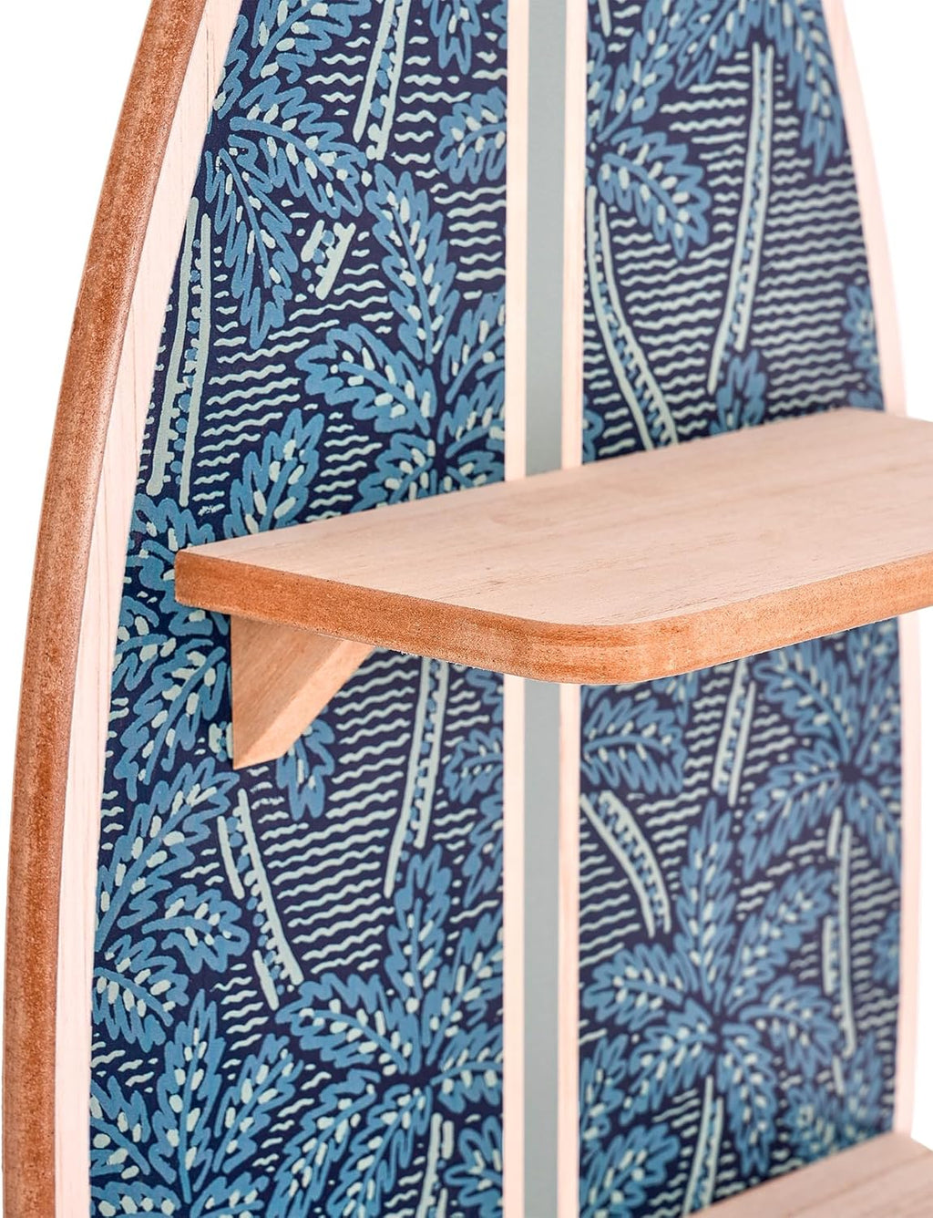 American Art Decor Kona Coast by Reyn Spooner Electric Palms - Navy Surfboard Printed Wall Shelf - 13" x 35"