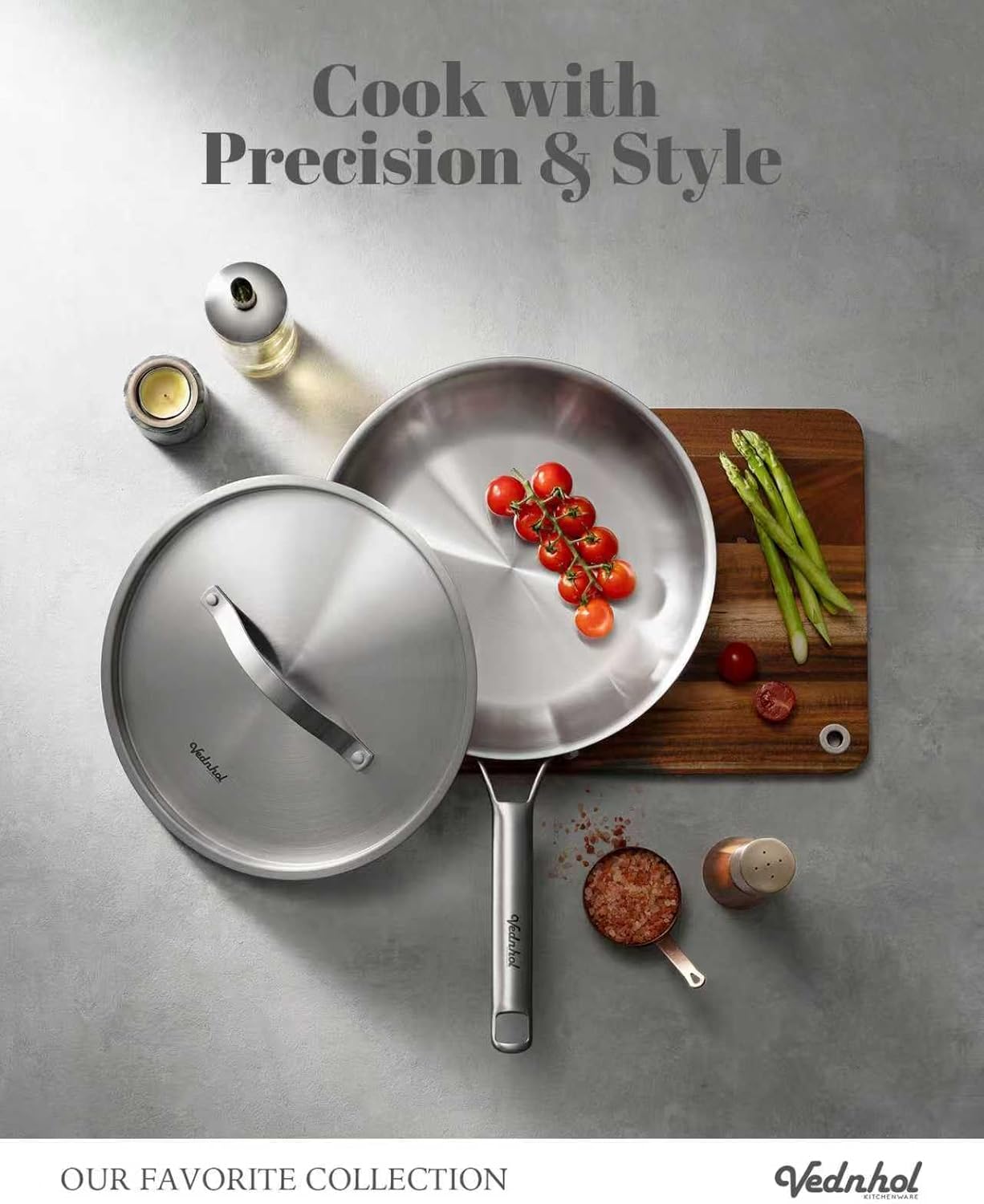 Stainless Steel Cookware Set, 8 Pcs Tir-Ply Pots and Pans Set, PFOA&PTFE Free, Dishwasher&Oven Safe, Kitchen Induction Compatible, ollas de acero inoxidable para cocinar