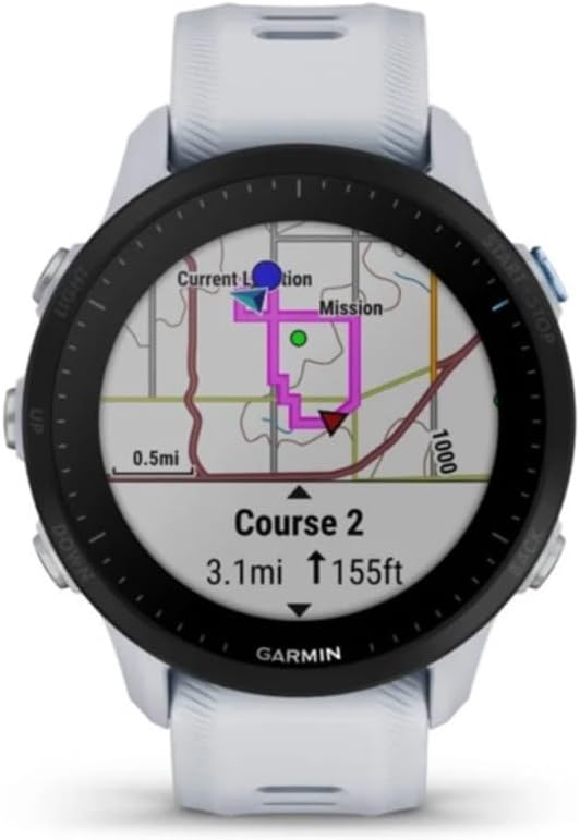 Garmin Forerunner® 955  GPS Running Smartwatch  Tailored to Triathletes  Long-Lasting Battery  Whitestone