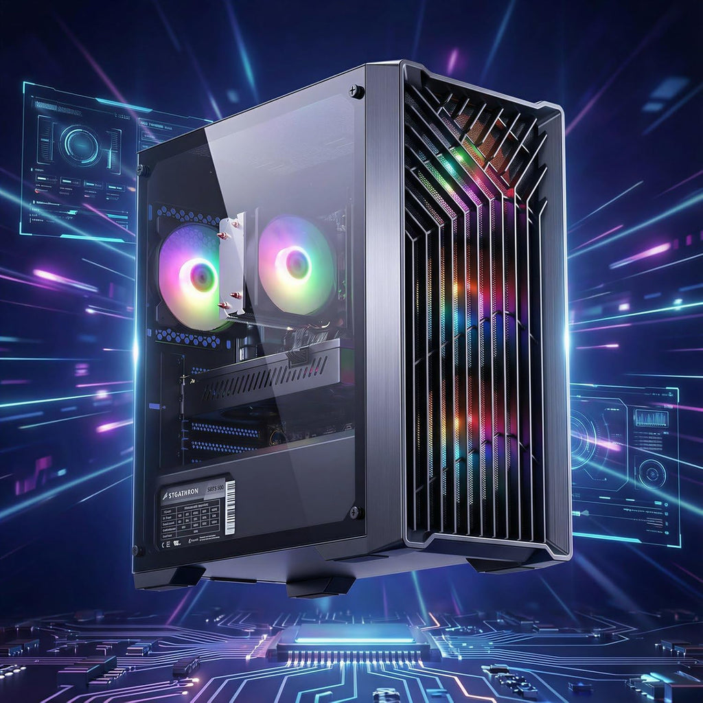 STGAubron Gaming PC Desktop Computer  Intel Core i7 up to 3.9G  GeForce RTX 2060 6G  32GB RAM  512GB SSD  WiFi 6  BT 5.0  RGB Fan x 4  Windows 11 Home