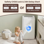 Auertech 14 lbs Portable Washing Machine, Fully Automatic Portable Washer with Glass Lid, 10 Wash Cycles, Compact Capacity Washer and Spin Dryer Combo with Drain Pump for Apartment, Dorm, RV