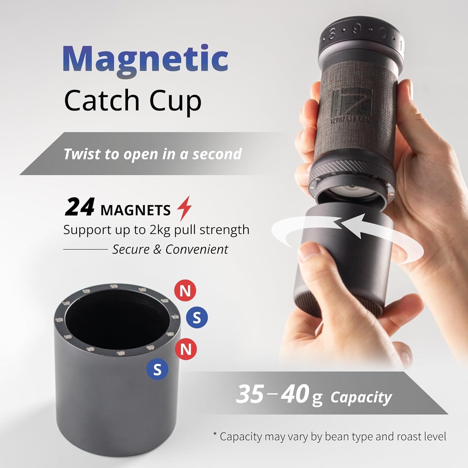 1Zpresso K-Ultra Manual Coffee Grinder Iron Gray with Carrying Case, Assembly Consistency Grind Stainless Steel Conical Burr, Foldable Handle, Numerical External Adjustable Setting, All-Round Grinder
