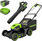 Greenworks 60V 17" Brushless (Push) Mower + 60V (610 CFM) Brushless Blower  4.0Ah Battery and 3A Charger