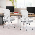 Ergonomic Office Chair, Computer Desk Chair with Adjustable Lumbar Support and Flip-up Armrests, Rocking Function, Comfy Mesh Office Desk Chair for Home Office, Grey