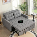 52" Sleeper Sofa with Pull-Out Bed, 3-in-1 Convertible Sofa Bed, Set of Loveseat with Stepless Adjustable Backrest and Side Pocket, for Living Room Dorm Apartment, Linen, Light Gray