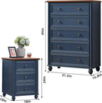 Farmhouse Dressers and Night Stand Set of 3, Wood 45''Tall Dresser and 18'' Chest of Drawers, Roman Column 3 Drawers Nightstand Set of 2, Bedroom Furniture Dresser Suites for Living Room, Hallway Home