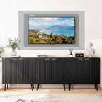 Vrullu Modern Storage Cabinet, Black Sideboard and Buffet Storage, Wood Accent Cabinet for Living Room, Hallway, Entryway, Dining Room (1, Black+Gold)