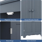 Function Home Tall Pantry Cabinet, Freestanding Storage Cabinet, Wooden Kitchen Pantry with 4 Doors and 5 Shelves, 72" Floor Cabinet Organizer for Kitchen Living Room Bathroom, Grey