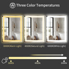 Koonmi 60"x36" LED Mirror for Bathroom, 90CRI Anti-Fog Vanity Mirror with Front and Backlight, Shatter-Proof Wall Mirror with Light, Easy Install Lighted Mirror for Modern Bathroom (IP65)