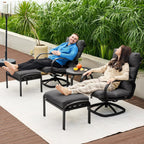 NATURAL EXPRESSIONS Patio Furniture Set, 5 Pieces Outdoor Swivel Rocker with Ottoman, High Back, Deep Seating with 5" Olefin Cushion, Patio Rocking Chairs for Porch, Backyard (Dark Grey)
