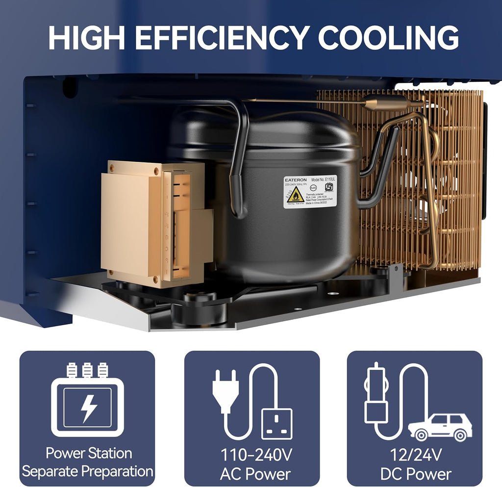 Megiu Car Fridge Portable 12V Refrigerator 40 Quart 12 Volt Freezer Compressor Cooler 12V/24V DC 110～240 V AC for Truck Van RV Camper SUV and Home Use (HC-38P5s)