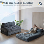 MAXYOYO Folding Sofa Bed, Convertible Sleeper Chair with Pilow Foldable Mattress with Back Support, Portable Fold Out Chair Bed Comfy Floor Sofa Lounge for Living Room Bedroom, Dark Grey, Double