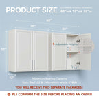 60" W Laundry Room Wall Cabinet with Adjustable Shelf,Wall Mounted Kitchen Cabinets with Two Shaker Doors,Upper Storage for Laundry Room, Bathroom, Kitchen