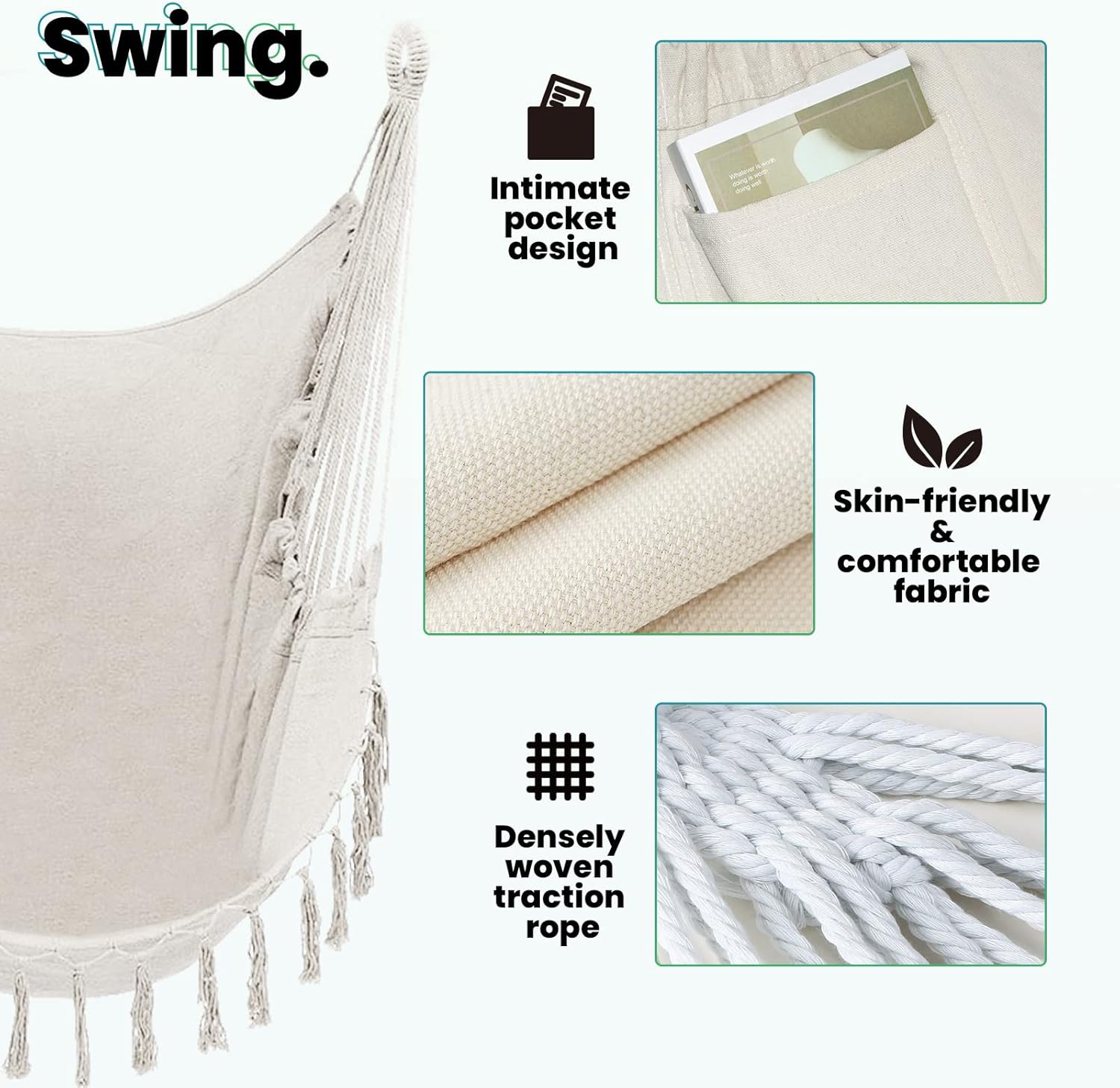 Hammock Chair with Stand,Heavy-Duty Hanging Chair with Stand, for Indoor Outdoor,Sturdy Swing Chair Stand Max Load 350 pounds(Hammock Chair Included)